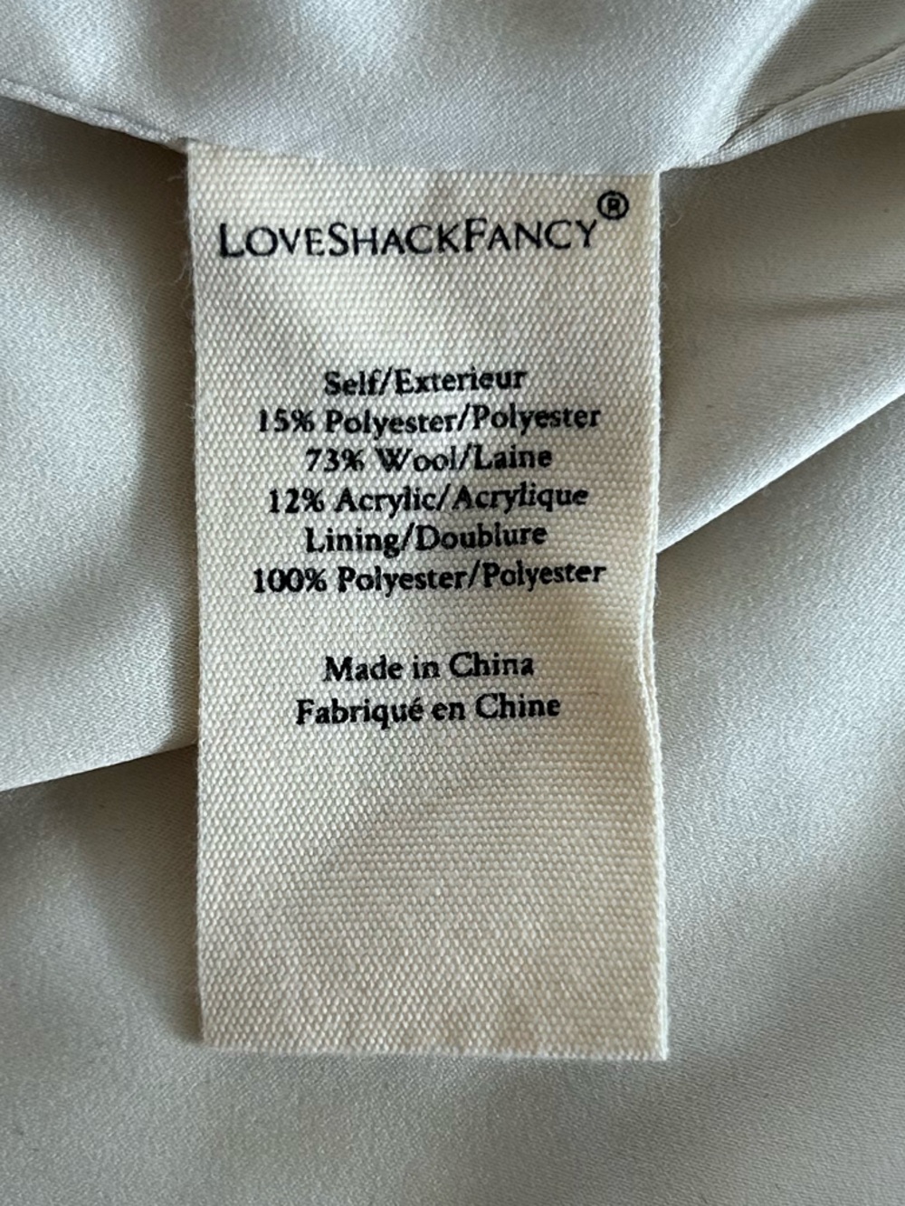 LoveShackFancy | Women’s ‘Harvest White’ Tweed Pearl-Button Cropped Jacket Sz 12 - Picture 15 of 16